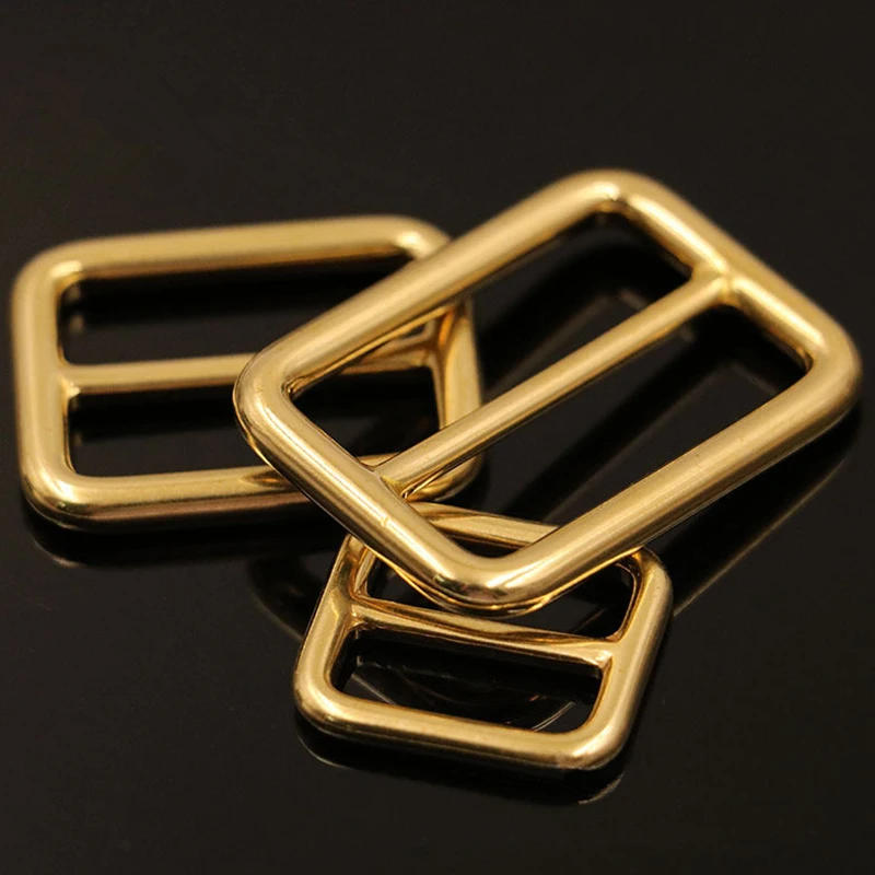 Description Picture 4 of item1 x Solid Brass Rectangular Adjuster Buckle Cast Tri Glide Slide Backpack Strip webbing  leather craft Bag Shoulder Strap Belt