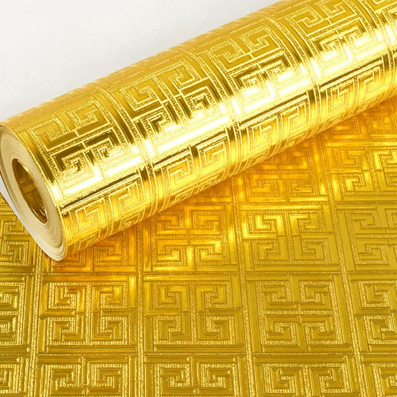 Description Picture 5 of item3D Stereoscopic Relief Gold Foil Wallpaper for Living Room Bedroom Ceiling Luxury Gold Glitter Damascus Striped Wallpaper