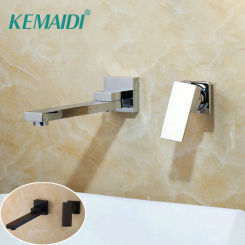 KEMAIDI Wall Mounted Soild Brass Chrome Swivel Spout Basin Faucet Solid Brass Bathroom Lavatory Sink Mixer Taps Faucet Accessory