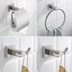 Stainless Steel Bathroom Accessories Brushed Nickel Towel Ring Toilet Paper Holder Towel Hook Hardware Set
