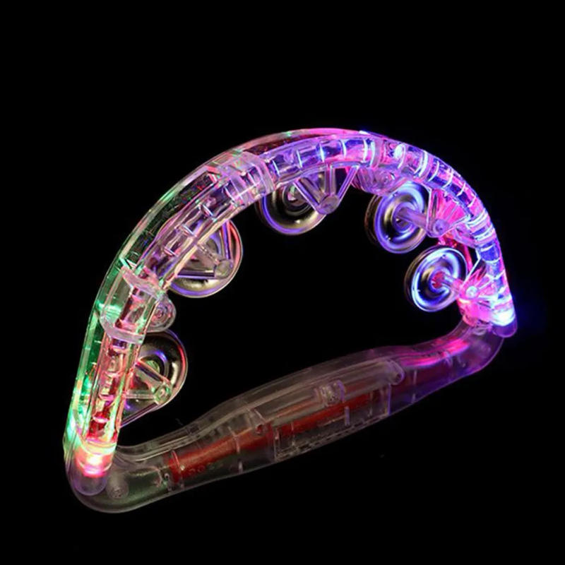Description Picture 3 of itemFlashing Tambourine LED Light Up Sensory Toy For Kids Musical Instrument Shaking Noisemakers Three Color Light Concert Party