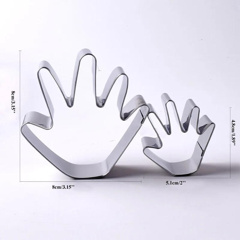 Description Picture 3 of item2pcs patisserie Home Decoration Hand Palm Stainless Steel Cookie Cutter Metal Biscuit Mould Fondant Cake Decor Tool Pastry Shop