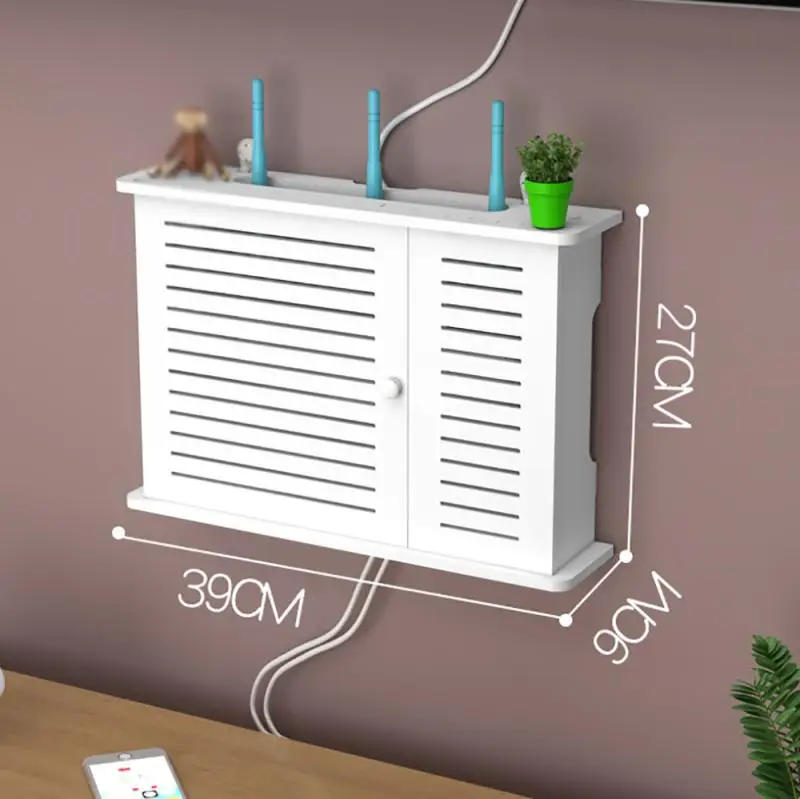 Description Picture 4 of itemLarge Wireless Wifi Router Shelf Storage Boxes Punch-free Cable Power Plus Wire Bracket Wall Hanging Plug Board DIY Home Decor