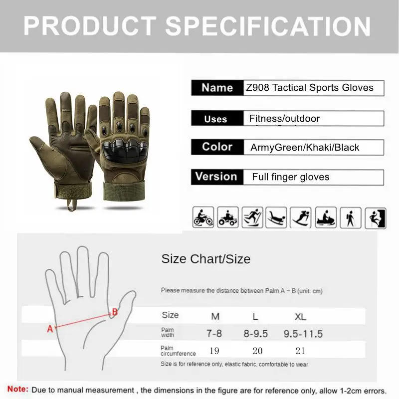 Description Picture 6 of itemCamping and Hiking rock climbing Tactical Gloves Touch Design Fitness Protection Sports Hunting Full Finger Motorcycle Gloves