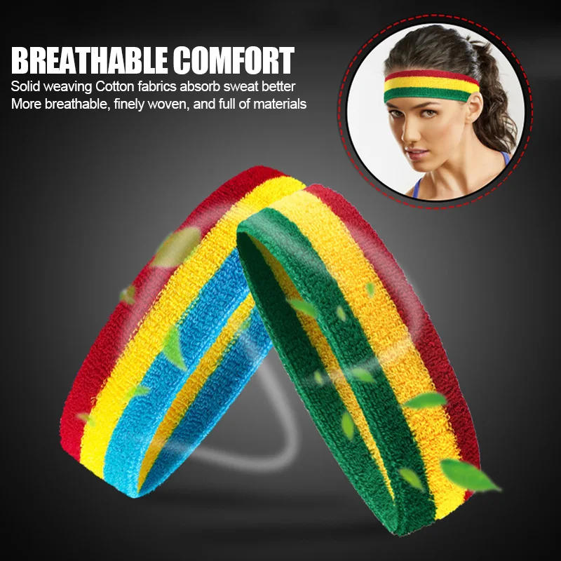 Description Picture 4 of item1PCS Fitness Running Cycling Sweatband Sweat Headband Men Women Elastic Breathable Yoga Hair Bands Head Sweat Bands