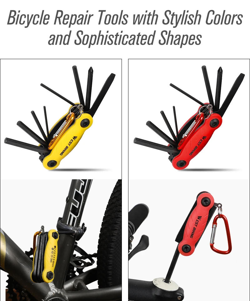 Description Picture 5 of itemWEST BIKING Multitool Bicycle Repair Tools Chain Hex Spoke Wrench Screwdriver 8 In 1 Kit Set Road MTB Bike Cycling Multi Tools