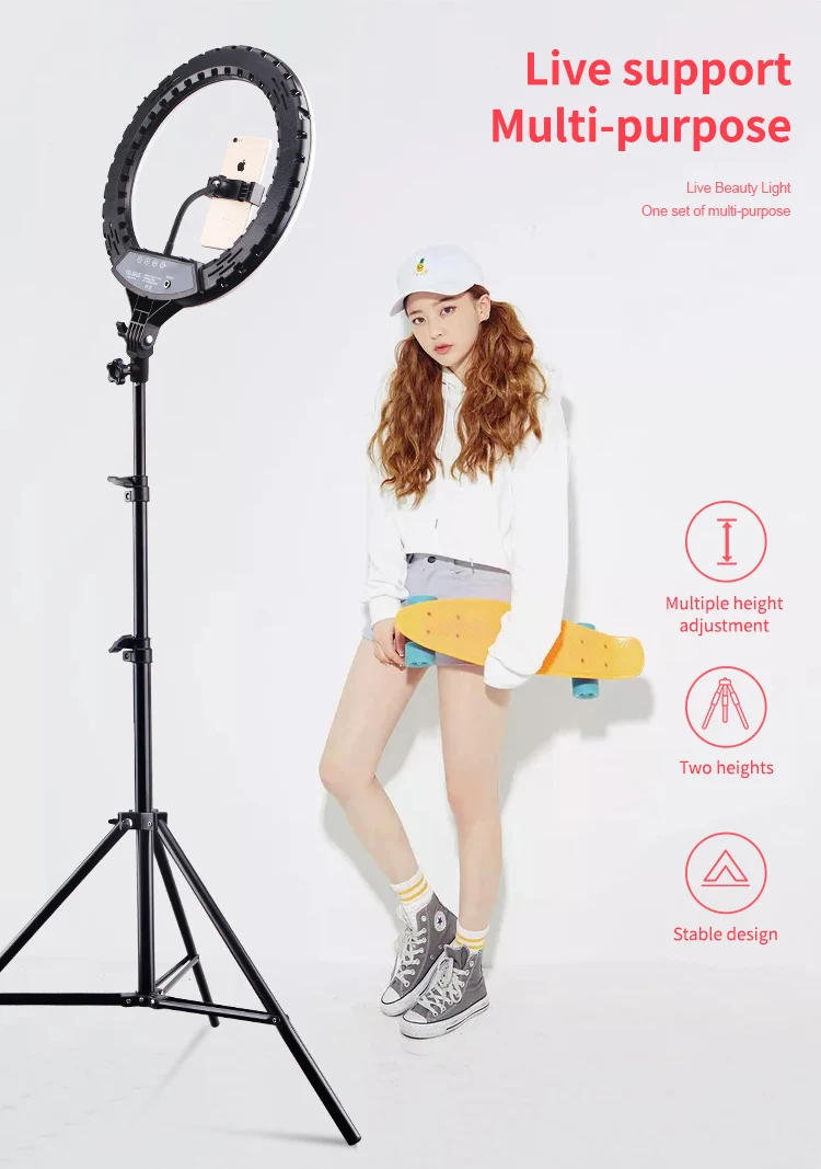 Description Picture 3 of item14 inch LED Ring Light with Stand Photographic Selfie Ring Lighting Makeup Video Studio Tripod Ring Light for Smartphone Youtube