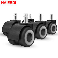 NAIERDI 5PCS Universal Mute Chair Wheel 2" Office Chair Caster Replacement Casters Rubber Soft Safe Roller Furniture Wheels