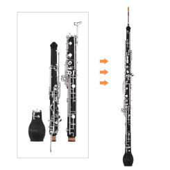 Muslady Professional English Horn Alto Oboe F Key Synthetic Wood Body Silver-plated Keys Woodwind Instrument with Reed Gloves