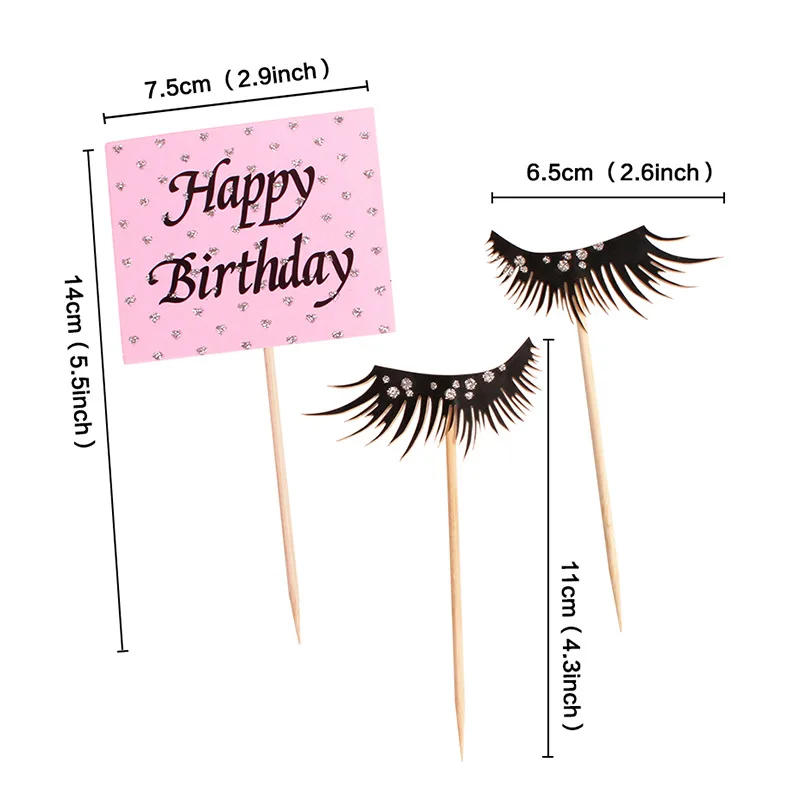 Description Picture 4 of itemPerfume Lipstick Makeup brush Cake Toppers DIY Cupcake Topper Women Cake Flags Kids Girl Happy Birthday Bride Party Baking Decor