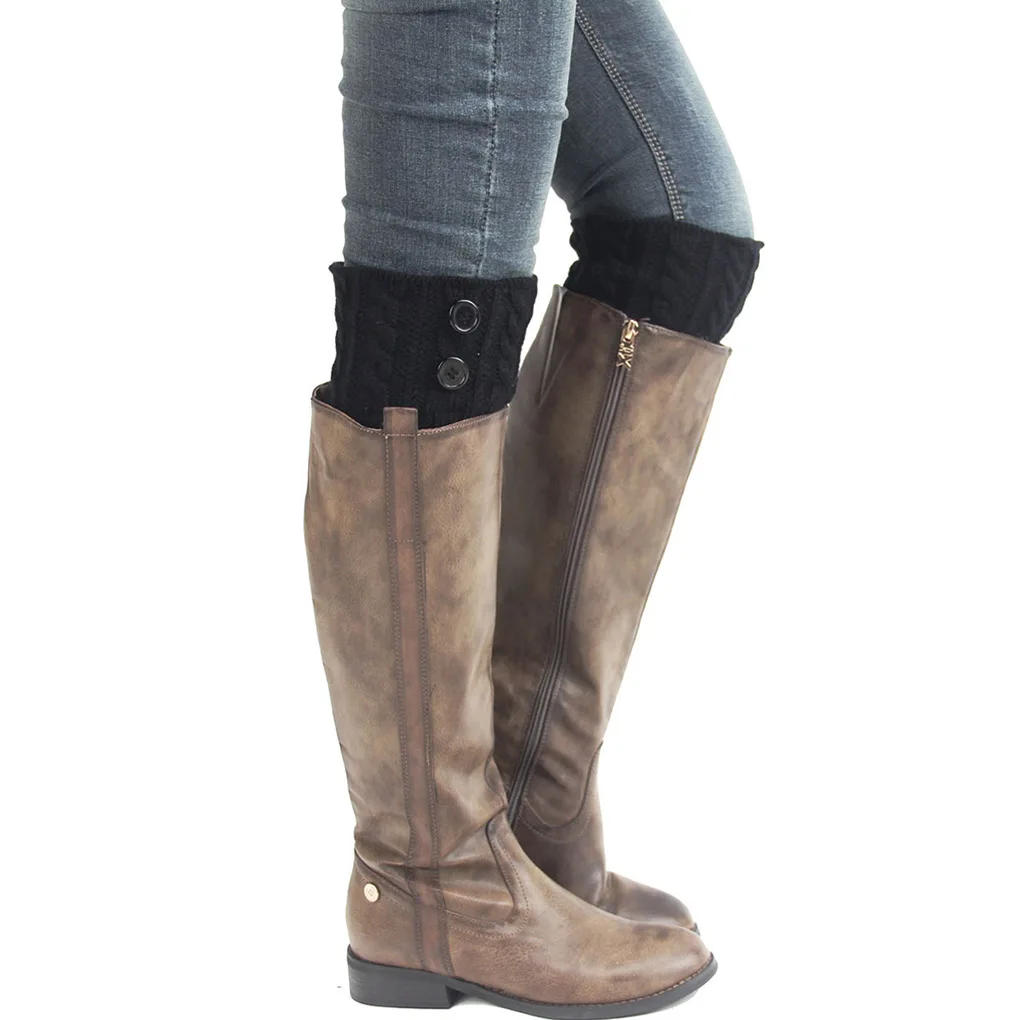 Description Picture 6 of item1 Pair Women Short Button Crochet Leg Warmers Winter Fall Knit Boot Cuffs Socks Boot Warmers Boot Toppers Gaiters