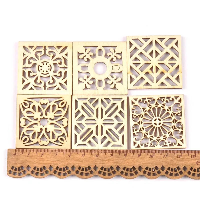 Description Picture 4 of item10PCS Mix flower Pattern Wooden Square Arts Crafts DIY Decoration Birthday Wedding Display Decor mt2523