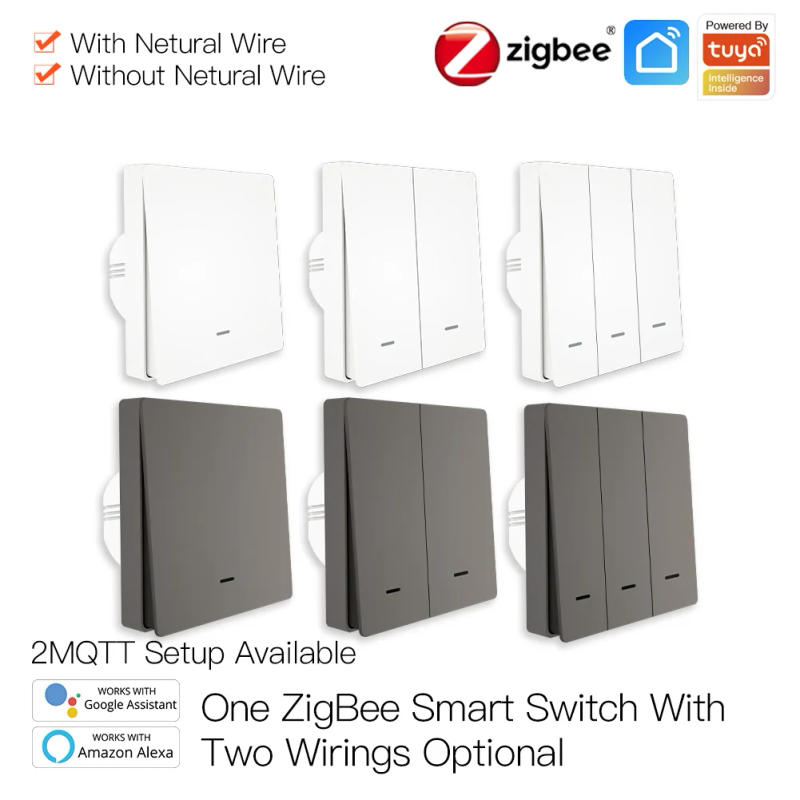 Description Picture 3 of itemMOES Smart Light Switch Tuya ZigBee No Neutral Wire No Capacitor Needed Smart Life 2/3 Way Works with Alexa Google Home 2mqtt