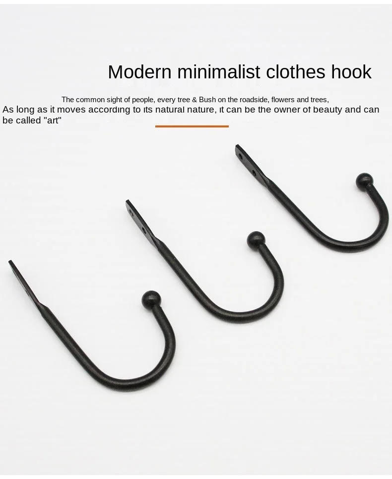 Description Picture 4 of item10 Pack Coat Hanger Wall Hooks with Screws Alloy Hanging Single Hook Bathroom Accessories Set Black Color Clothes Door Hooks