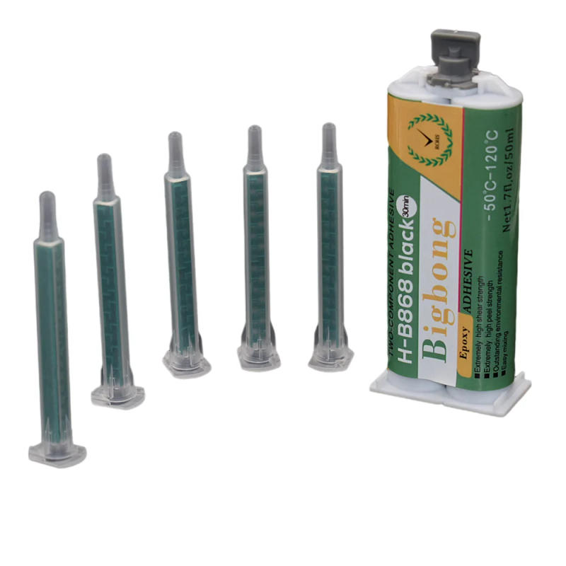 Description Picture 2 of itemBlack AB Glues High Temperature 50ml Epoxy Adhesive Resin Glue 1:1 Caulk Adhesives with 5pc Mixer Tube Static Mixing Nozzles Set