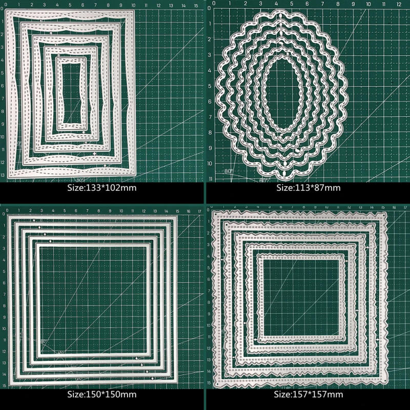 Description Picture 5 of item29 Models Basic Frame Metal Cutting Die Rectangle Lace Label Heart Shape Scrapbook Craft Layered Greeting Card Handmade NEW 2021