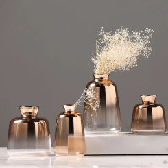 Simple Transparent Glass Small Vase Nordic Decor Living Room Flower Home Vases Flowerpot Natural Dried Reed Flower Bouquet