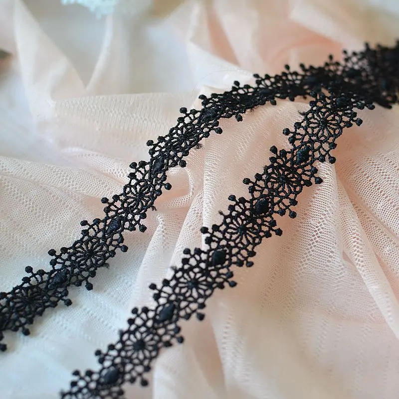 Description Picture 6 of item1.8CM Wide Exquisite White Black Cotton Polyester Lace Appliques Dress Collar Trim Fringe Ribbon DIY Sewing Apparel Accessories