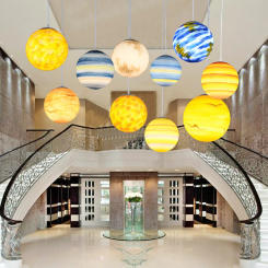 Nordic Universe Planet Acrylic Pendant Light Moon Sun Earth Mars Uranus Mercury Creative bedroom children room hanging lamp Deco