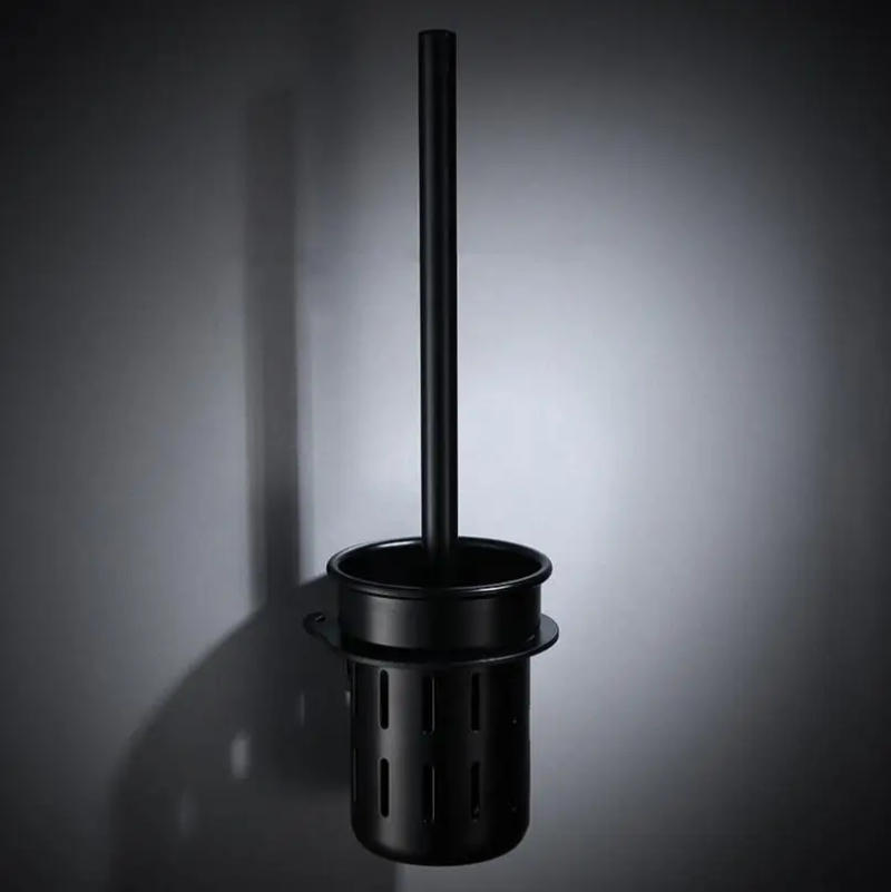 Description Picture 3 of itemSpace Aluminum Matt Black Toilet Brush Holder Matt Black Drain Cup Set Hotel / Home Bathroom Toilet Brush Hardware Pendant