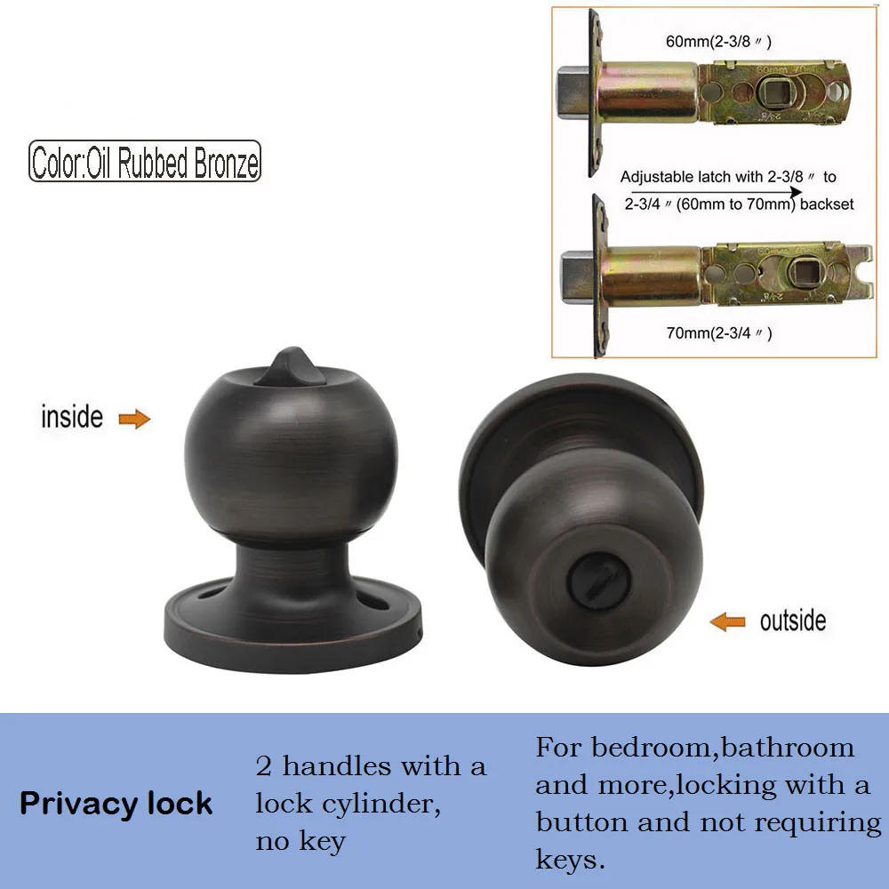 Description Picture 4 of itemAmerican style round door handles for Interior Door Privacy Lock for Bedroom wooden gate Oil rubbed door Handle set