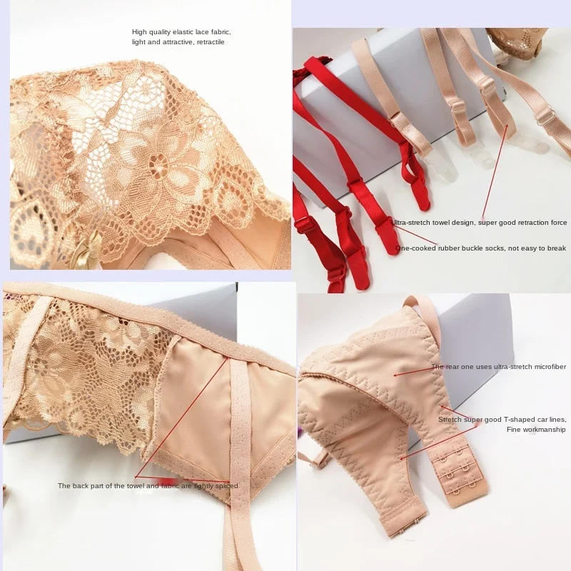 Description Picture 5 of itemWomen's Lace Garter Belt Sexy Belt Suspenders Transparent Underwear Adjustable Double-breasted Belt Stockings Large Size