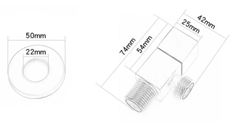 Description Picture 2 of itembrushed gold Square Angle Valve Shut Off Water Stop Valve For Faucet and Toile Wall Mounted G1/2 Inlet and Outlet