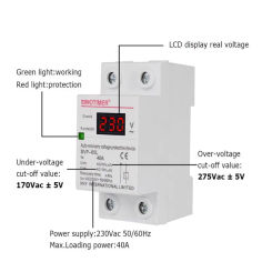 230V AC 40A LED Display Din Rail Automatic Recovery Over Under Voltage Relay Protective Device Overvoltage Protector Wholesale