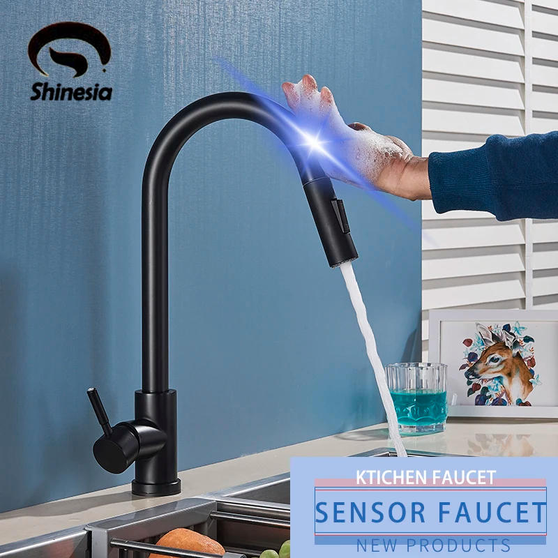 Description Picture 2 of itemShinesia Black Sensor Kitchen Faucet Pull Out Spout Smart Touch Inductive Sensitive Faucet 360 Degree Rotation Mixer Tap