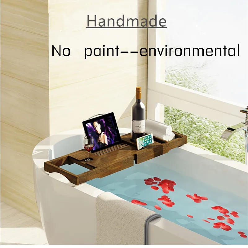 Description Picture 6 of itemBamboo BathTub Rack Extendable Bathroom Shelf  Shower Caddy Wine Glass Holder Gadgets Storage Organization Accessories Single