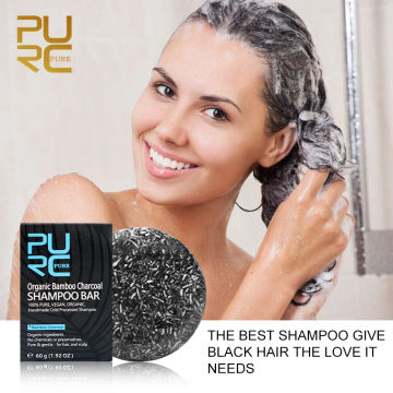 PURC White Hair Darkening Shampoo Bar Organic Bamboo Charcoal Gray Hair Treatment Repair Damaged Conditioner Soap Hair Care