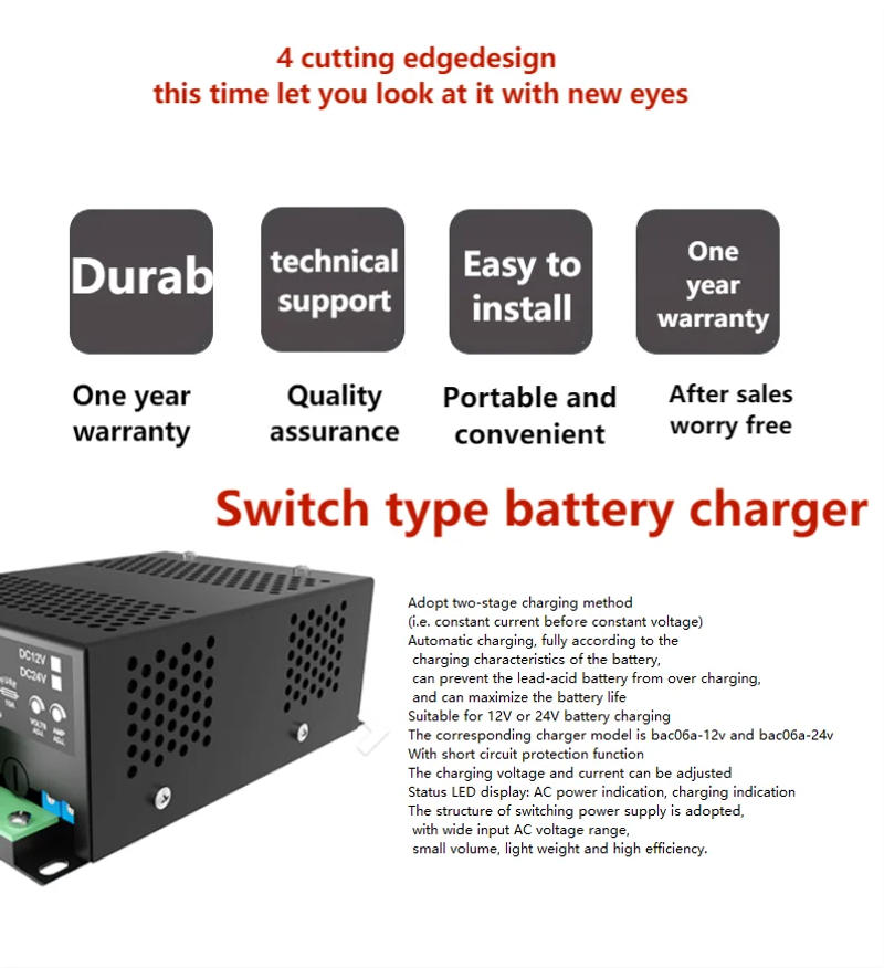 Description Picture 5 of itemBattery charger diesel generator battery float charger lead acid battery charger bac06a  SUSWE