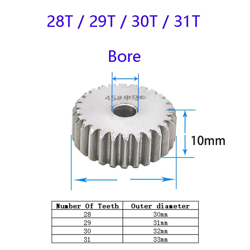 Description Picture 5 of item1Pcs 1 Mod Spur Gear 71-85 Tooth Metal Mechanical Transmission Pinion Gear 45# Carbon Steel Thick 10mm