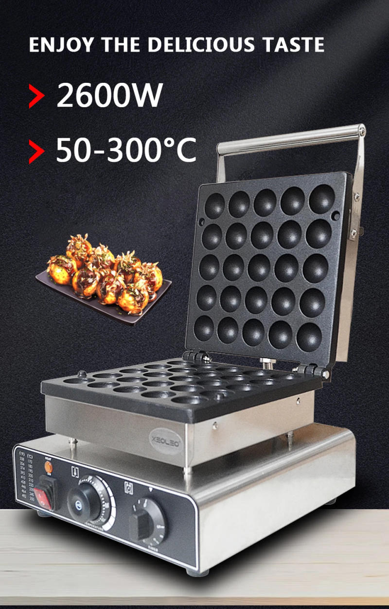 Description Picture 2 of itemXEOLEO Electric Waffle Maker 850W Round Ball Waffle Machine 4cm Waffle Making Machines Non-stick takoyaki maker