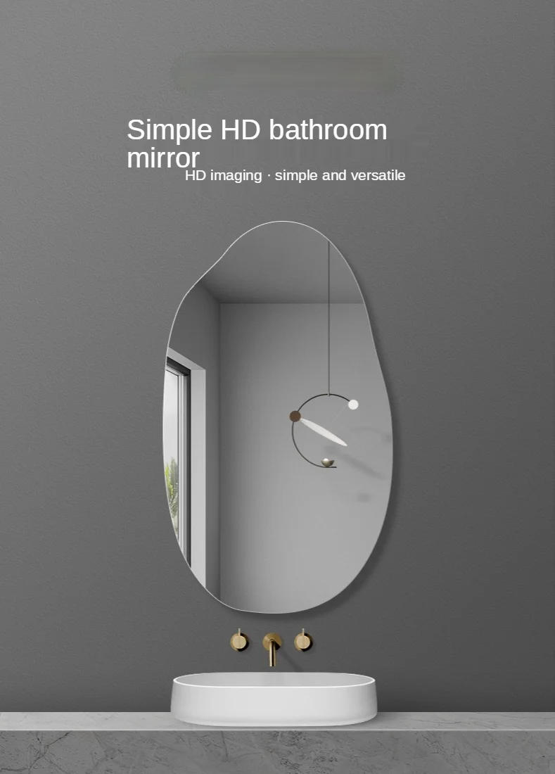 Description Picture 2 of itemSimple Frameless Special-Shaped Bathroom Mirror Irregular Art Decorative Wall-Mounted Punch-Free Bathroom  Explosion-Proof