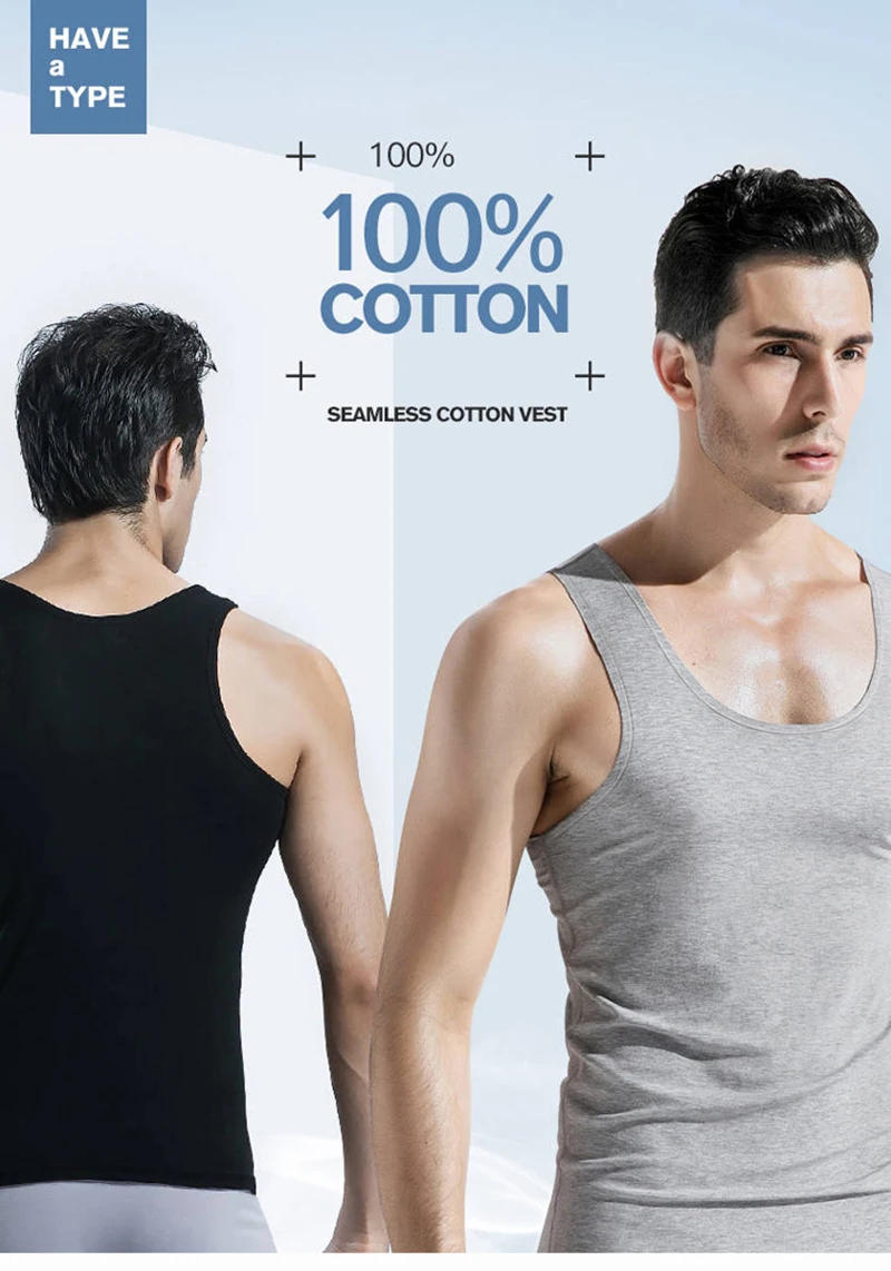 Description Picture 3 of itemPlus Size Mens Undershirts Man 100%Cotton Sleeveless Basic Shirts Summer Sexy Fitness Body Building Elastic Singlet Underwear