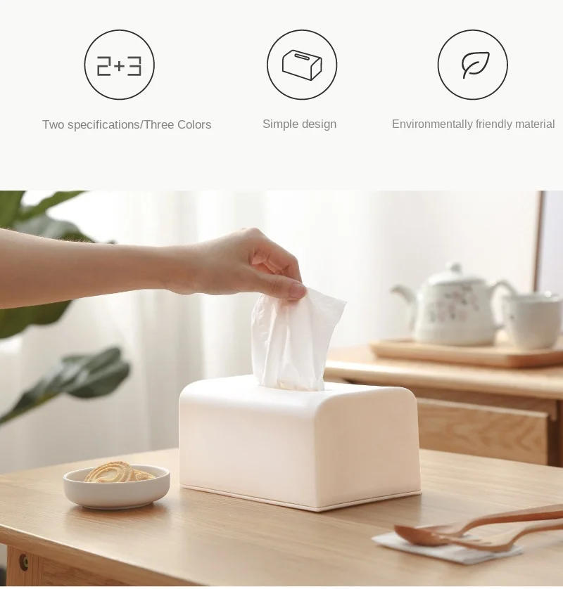 Description Picture 4 of itemTissue Box Cover Toilet Paper Box Solid Napkin Holder Case Simple Stylish Tissue Paper Dispenser Home CarOrganizer