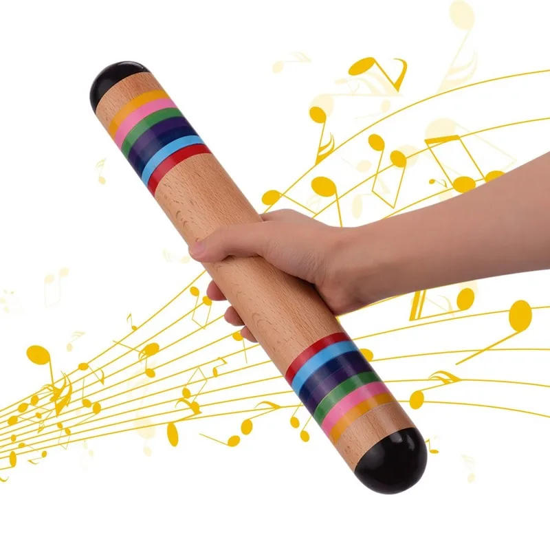Description Picture 4 of itemNew Wooden Rainstick Rainmaker Rain Shaker Musical Instrument Hight Quality Toy Rainbow Colored for Kids Adults Universal