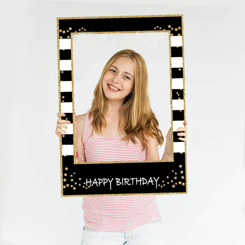 Description Picture 4 of itemChicinlife 1Pcs Happy Birthday Photo Booth Frame Props Kids Favors Adult Birthday Party PhotoBooth Props Anniversary Supplies