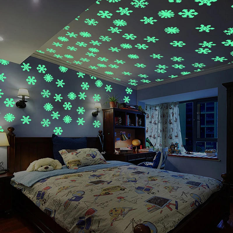 Description Picture 3 of item50Pcs Luminous Snowflake Wall Stickers Glow In The Dark Decal for Kids Baby Rooms Bedroom Christmas Home Decoration Navidad 2024