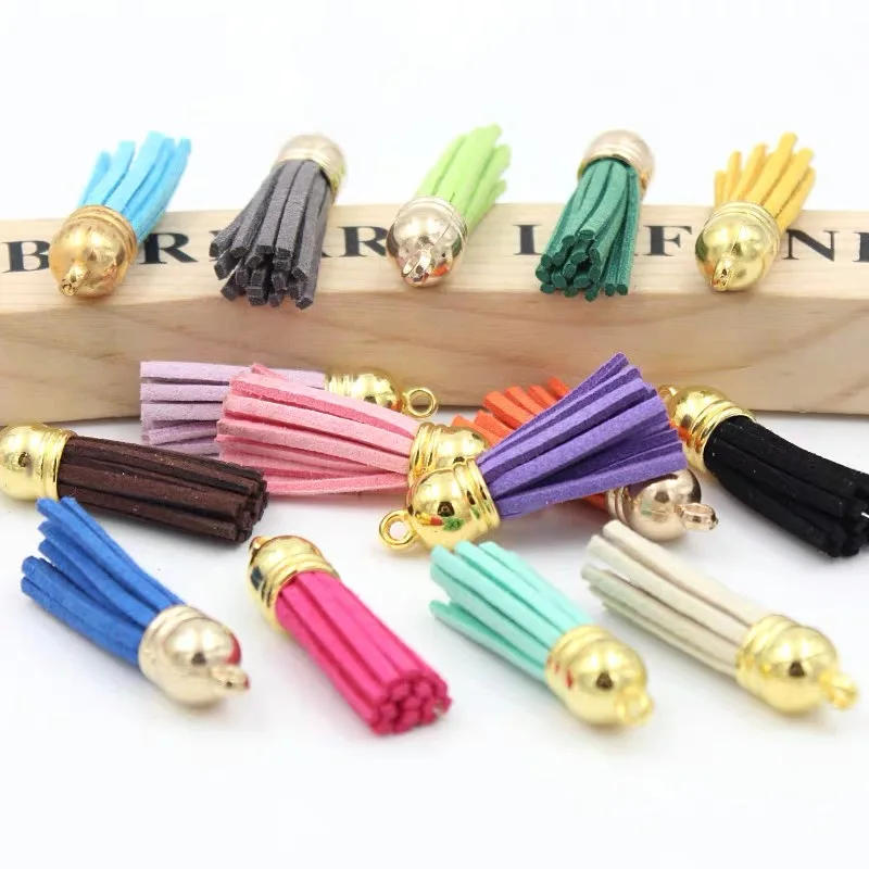 Description Picture 3 of itemNew 10pcs 38mm Leather Tassels Fringe Trim for Sewing Curtains Accessories DIY Keychain Straps Pendant Jewelry Earrings Findings