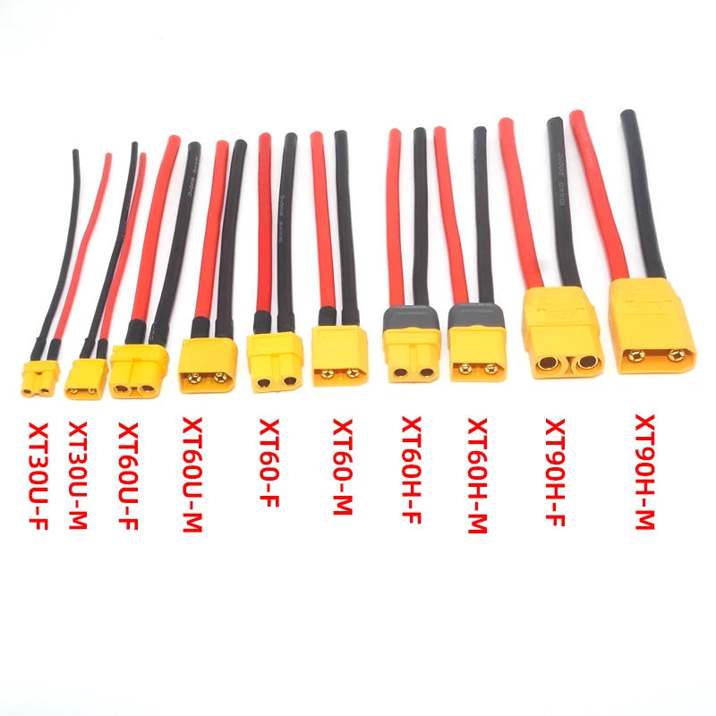 Description Picture 3 of item10/20/30/40/50CM UAV Wire Harness Accessories Amass XT90 Male and Female Plug With 12AWG/10AWG Silicone Flexible Cord Connector
