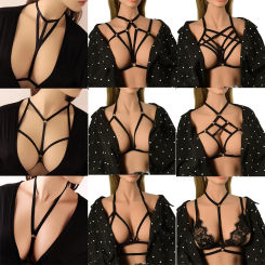 Fashion Body Harness Bra Elastic Adjustable Hollow Out Strap Tops Sexy Ladies Underwear Punk Harness Goth Garter Belt