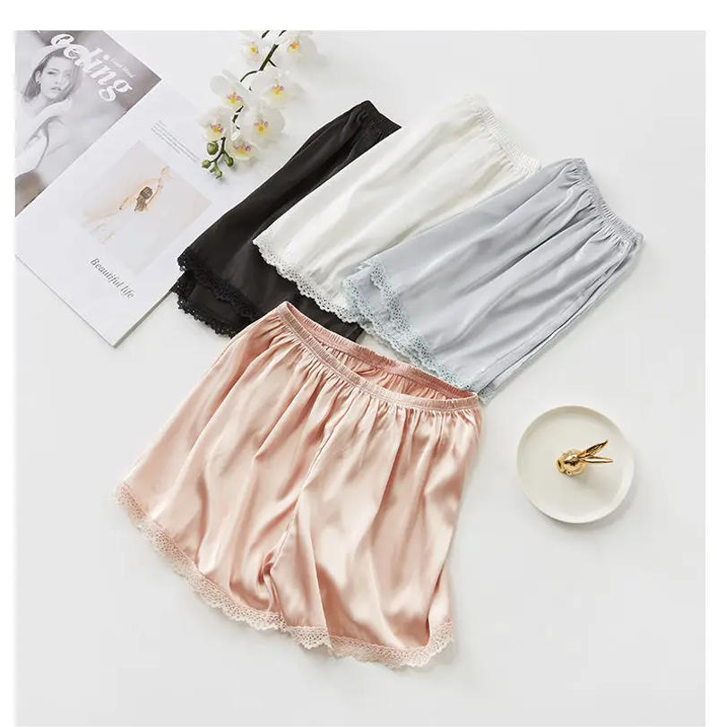 Description Picture 4 of itemWomen Summer Lace Satin Ice Silk Loose Homewear Under Skirt Pajamas Shorts Safety Short Pant Thin Cool Comfortable Sleep Botttom