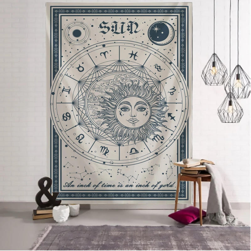 Description Picture 6 of itemSun Moon Phase Tarot Tapestry Wall Hanging Psychedelic Witchcraft Tapiz Hippie Dormitory Living Room Home Decor