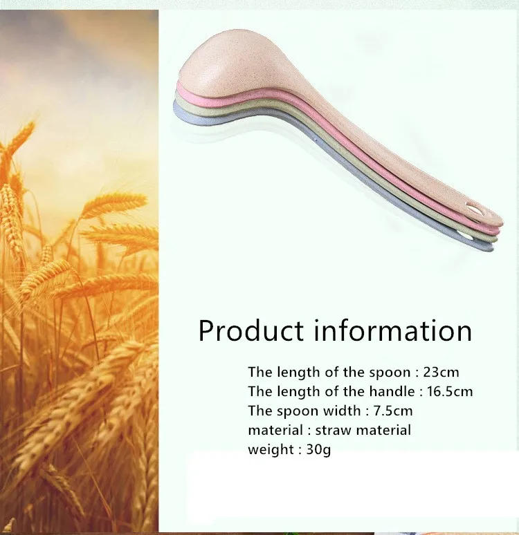 Description Picture 2 of itemFashion Eco-Friendly Wheat Straw Soup Spoon Stalk Spoon Rice Ladle Meal Dinner Scoop Kitchen Supplies Tableware  Serving Spoon