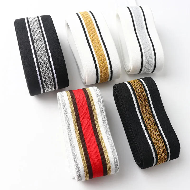 Description Picture 5 of item40Mm Thick Striped Elastic Band Pants Waist Sealing Rubber Band Wide Flat Elastic Striped Webbing Accessories Sewing Accessories