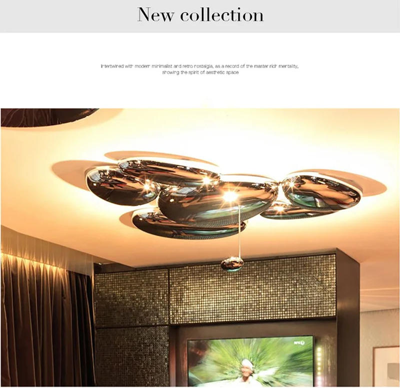Description Picture 3 of itemSKYDRO ELECTRIFIED CEILING Suspension light Sliver Nordic design pendant lighting Luxur Metal Mercury Ceiling Lamp art deco lamp