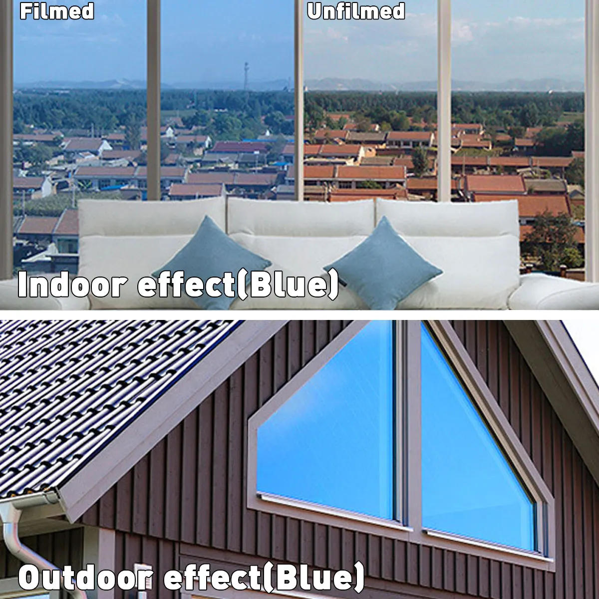 Description Picture 2 of item1m Mirror Window Film Self-adhesive Reflective Solar Film Privacy Glass Colored Window Sticker Window Glass Privacy Film