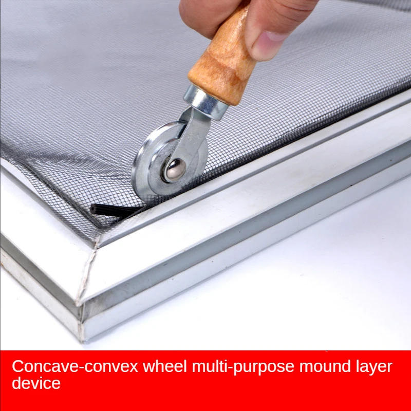 Description Picture 2 of item1 Piece of Wooden Handle Roller Tool Crimping Device for Installing Window Screen, Door, Screen, and Window Crimping Wheel